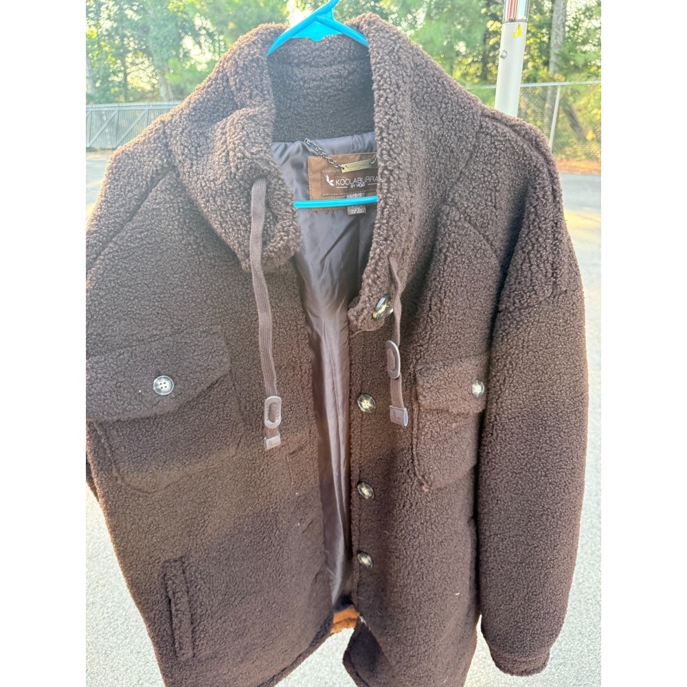 Koolaburra by UGG Women's Large Brown Sherpa Fleece Jacket Button Front Cozy